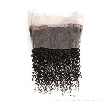 100% Unprocessed from One Donor  Thin Lace Natural Hairline Kinky curl Silk Base 360 Lace Frontal Closure